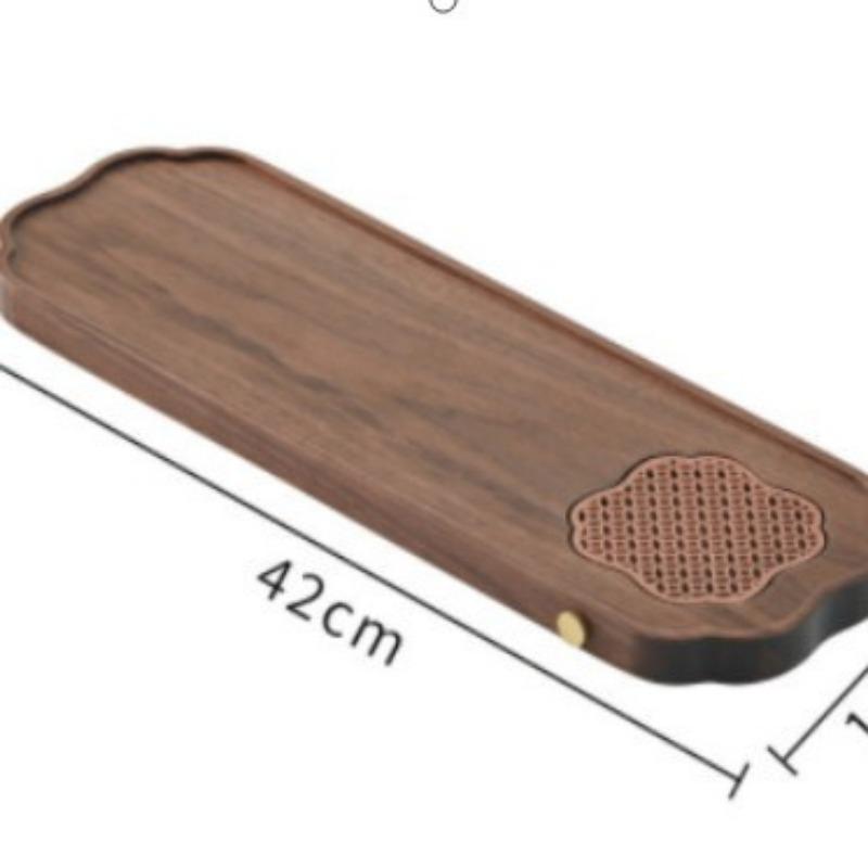 Traditionelles Nussbaum-Tee-Tablett Teekanne Teetasse Massivholz-Tablettmatte Büro Kaffeetassen-Tabletts Heim Teezeremonie-Zubehör