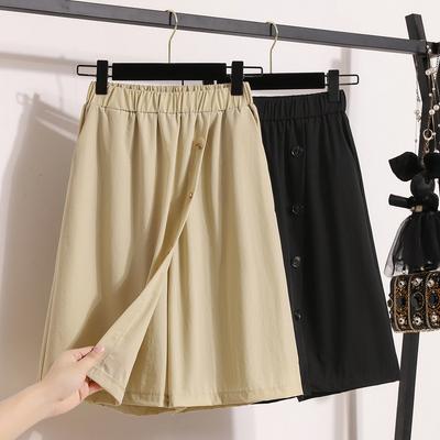 DIMANAF 2025 Plus Size Summer Elastic Skirts Women Buttons Fashion Loose Skirt High Waist Vintage Maxi