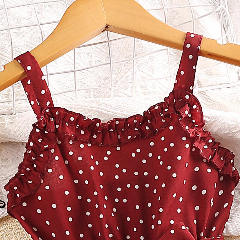 Mädchen Prinzessinnenkleid, Sommer Kinder Mode Gepunktetes Trägerkleid Süß