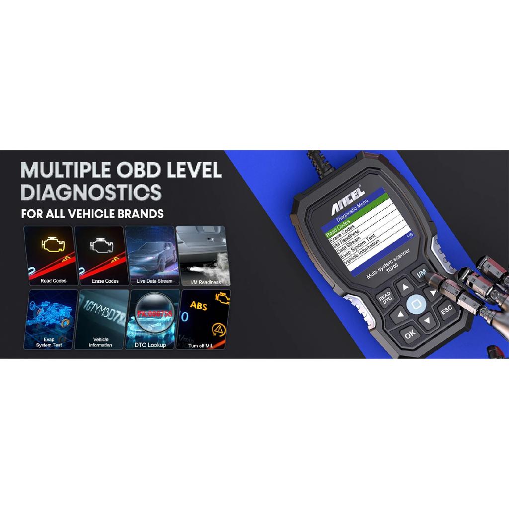ANCEL TD700 OBD2 Scanner for Toyota Full System Transmission TPMS Relearn ABS Engine Car Diagnostic Scan Tool for /Lexus/Scion