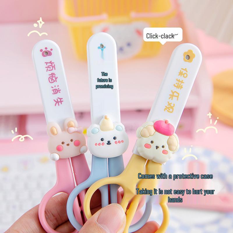 Adorable Cartoon Kids’ Craft Scissors with Safety Cover - Perfect for School, Office, and Home