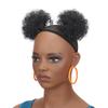 2 PIECES Afro Puffs Natural Black Hair Bun For Kids Curly Chignon Hairpiece Natural Soft ,Clip On Hair Durable For Repeated Use