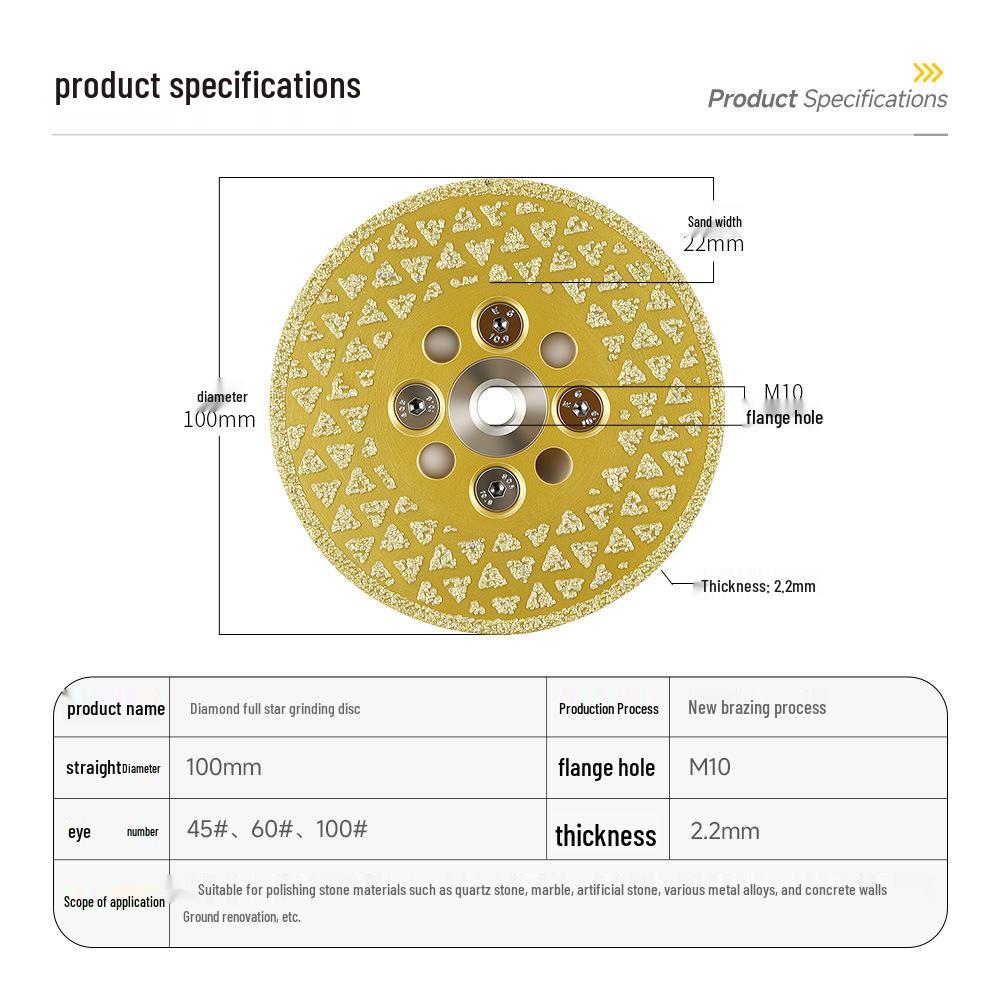 Double-Sided Diamond Angle Grinder Disc for Marble and Quartz Floor Renovation