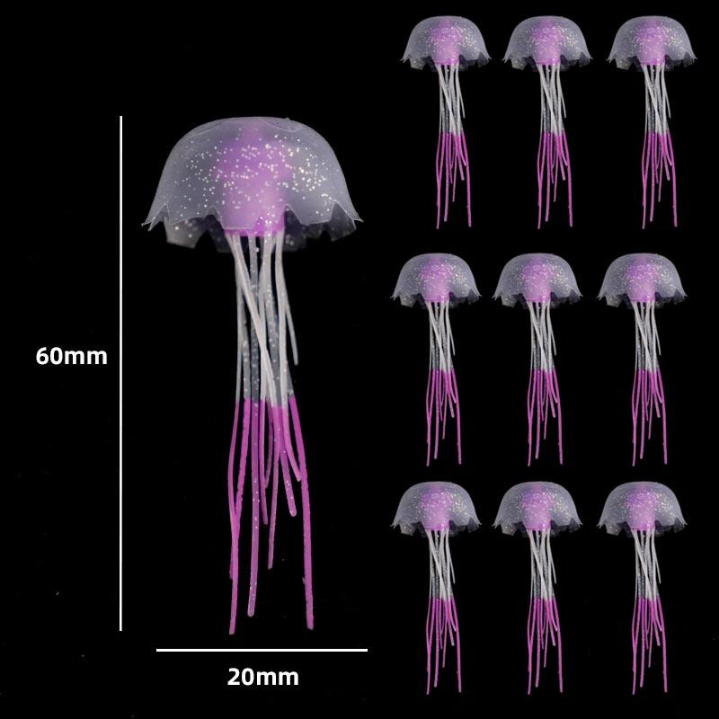 5/10 Piezas Medusas Brillantes con Ventosa Decoraciones para Acuario Medusas Brillantes Simuladas para Peceras Adecuado Varios Tanques