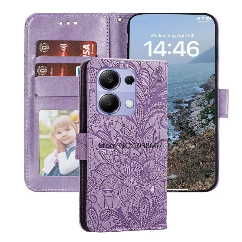 Book Case for Poco M6 Pro X6 Neo X6 Pro M5S F5 X5 X3 X4 Pro 5G PocoPhone C65 C61 C50 C51 C55 Flower Leather Wallet Card Slot