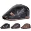 Herren Retro PU-Leder Newsboy Mützen JAMONT Etikettierung Britische Malerhüte Frühling Herbst Seitlich Verstellbare Schiebermütze Hip Hop Baskenmützen