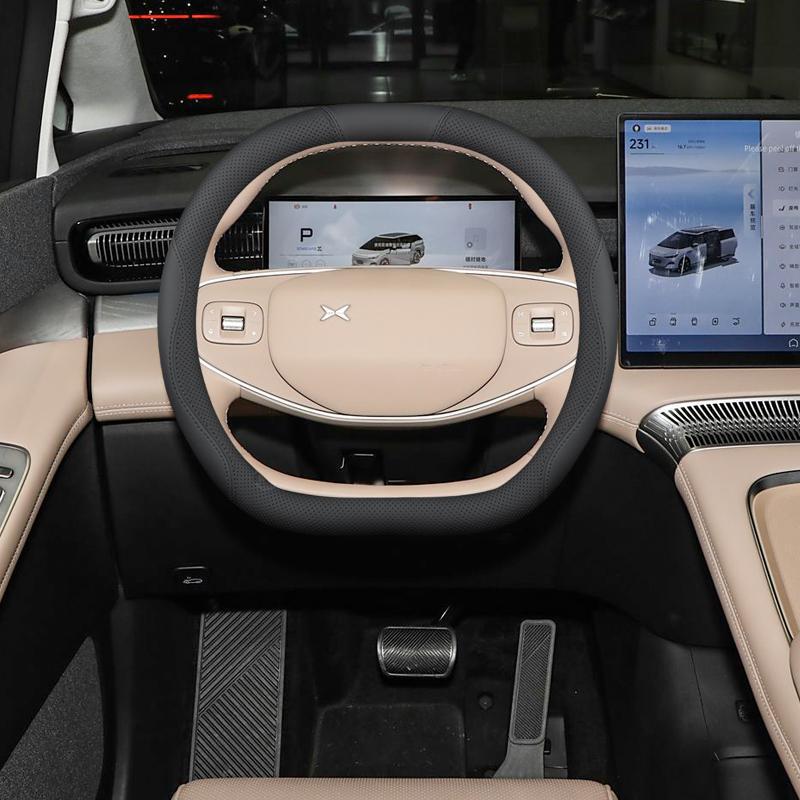 Non-Slip, Odorless Leather Steering Wheel Cover for XPeng X9 - Tailored Interior Modification, Hand-Sewn for a Perfect Fit Across 25 Models.