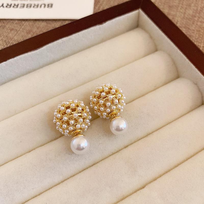 Baroque Pearl Diamond Bow Earrings Personality Earrings French Celebrity Earrings Women