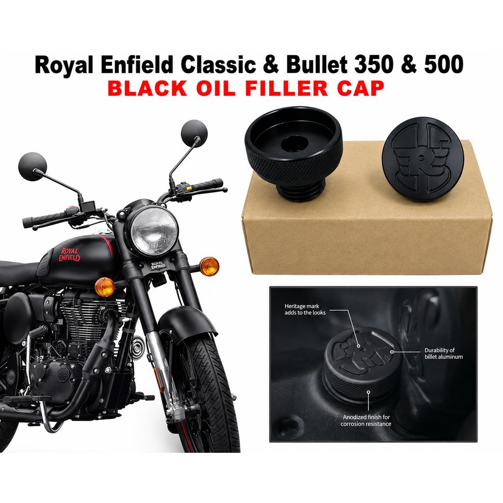 Royal Enfield Old Classic & Bullet 350 & 500 Black "Oil Filler Cap"