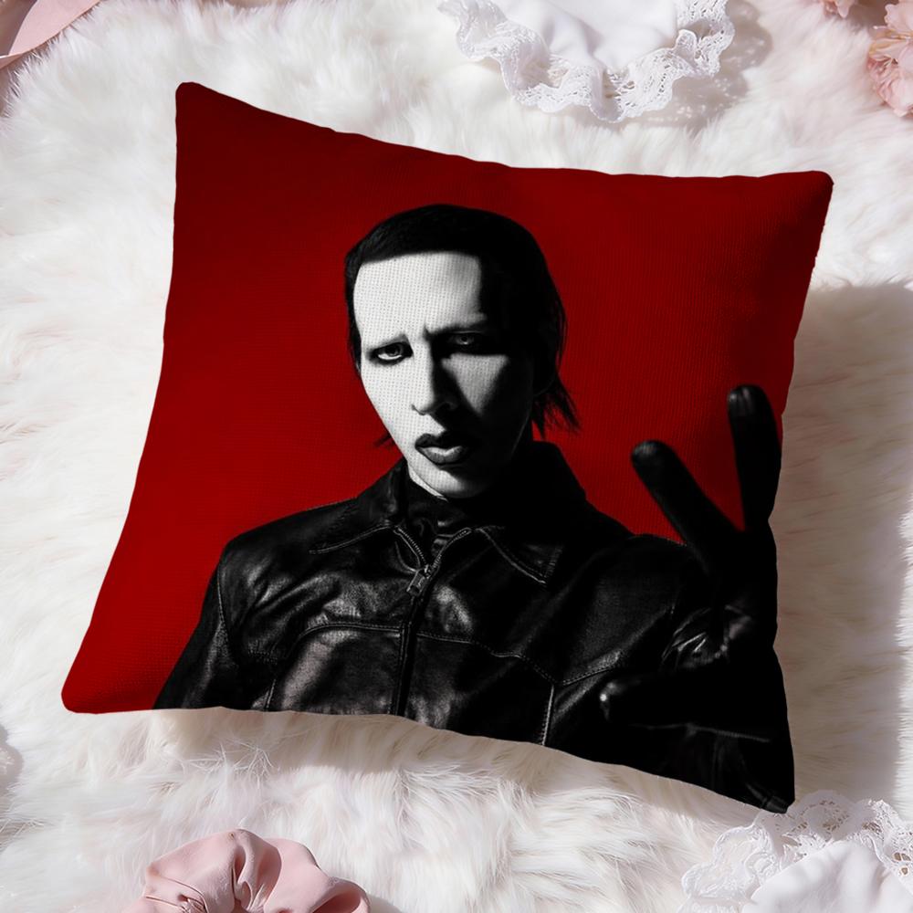 Federa Cuscino Singer M-Marilyn M-Manson Comfort Premium Design Reversibile Due in Uno per Qualsiasi Stanza e Interno Auto