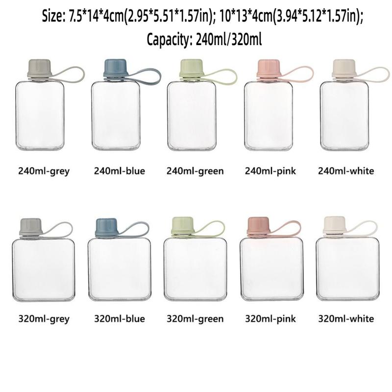 New 240ml/320ml Water Bottle Multicolor Rectangle Sports Kettle Plastic Clear Transparent Fruit Tea Cup Kettle Outdoor Sport