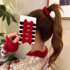 Korean Red Sweet Bowknot Hair Bands for Girls Scrunchies Simple Black Elastic Hair Ties Ropes Ponytail Holder Fashion Headwear