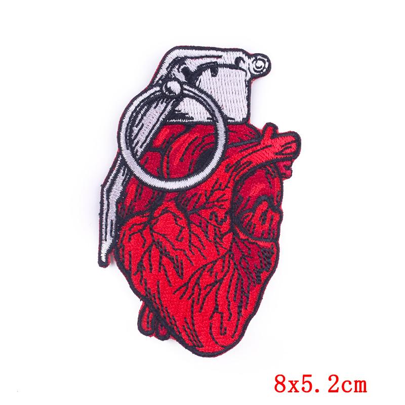 Punk Heart Embroidery Patch Iron On Patches For Clothing Thermoadhesive Patches On Clothes Waves Applique/Patches On Clothes