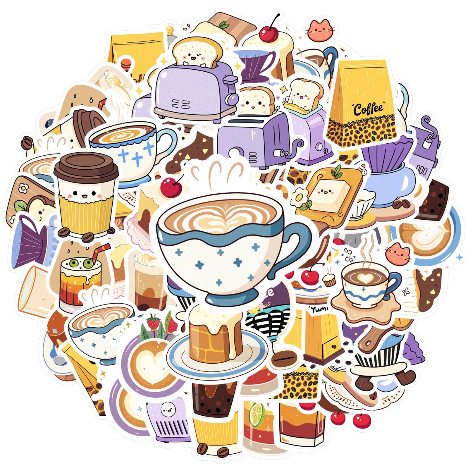 

35pcs Playful Bakery Stickers Cute Coffee DIY Stickers Coffee Stickers For DIY Phone Laptop Scrapbook Bike Guitar DIY Suitcase