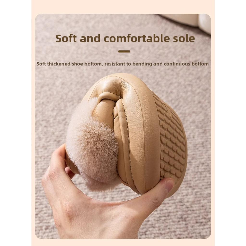 Vattentäta Tofflor i Läder och Bomull, Damtofflor för Hemma, Inomhus Halkfria och Varma, Kan Användas Utomhus, Slitstarka Skor med Tjock Sula för Män