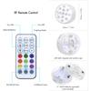 RGBW 13LEDs Submersible Light Battery Operated with 2 RF Remote Control Magnet Suction Cups IP68 Waterproof Underwater