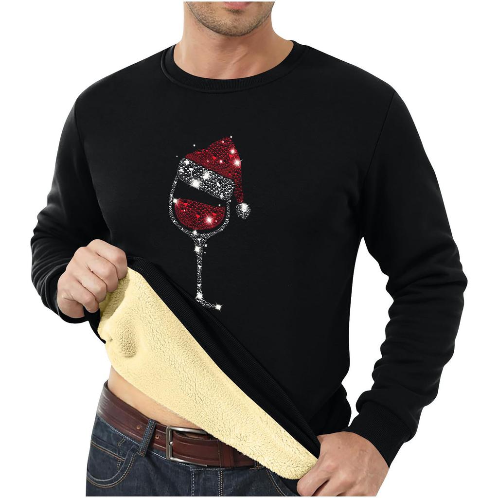 Sweatshirts för män Långärmad Fleece Casual Luddig Rundhalsad Pullover Varm Vinter