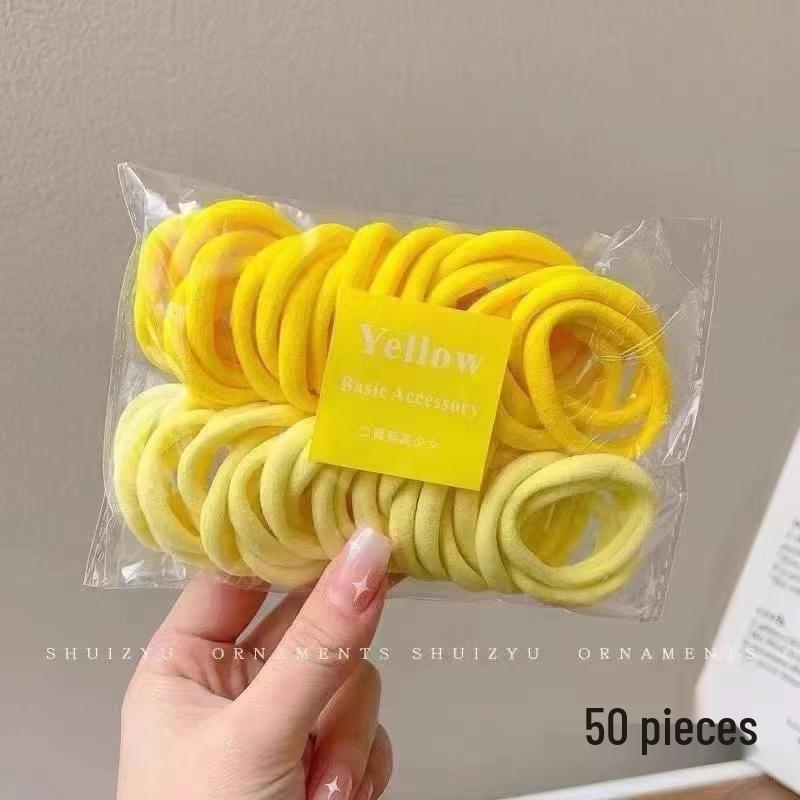 In-stock 50-piece Gradient Hair Ties Set - High Elasticity Seamless Colorful Ropes for Girls