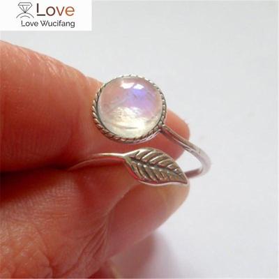 Mode Einstellbar Blatt Ringe Für Frauen Schmuck Mondstein Braut Hochzeit Engagement Ring Bijoux Jz070