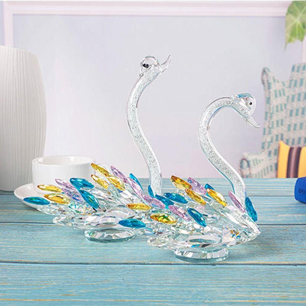 Creative Swan Statue Elegant Crystal Desktop Ornaments Crystal Swan Figurine  Home Decoration