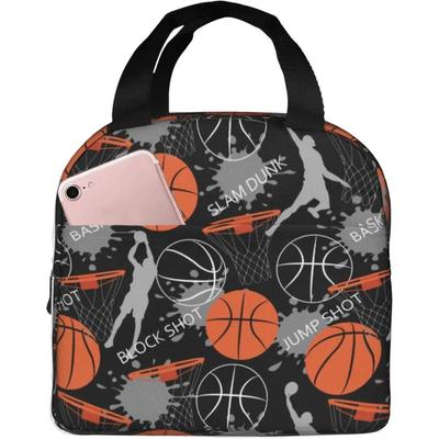 Balls Basketball Lunch Bag Insulated Reusable Sport Theme Lunch Bag for Boys Girls, Portable Lunch Box Cooler Container Tote Bag