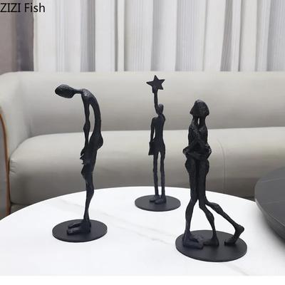 Black Cast Iron Figures Statue Desk Decoration Ornaments Modern Crafts Abstract Character Sculpture Room Aesthetics Decor