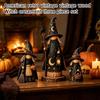 Wooden Witch Figurines Set of 3 - Vintage Halloween Tabletop Decorations with Distressed