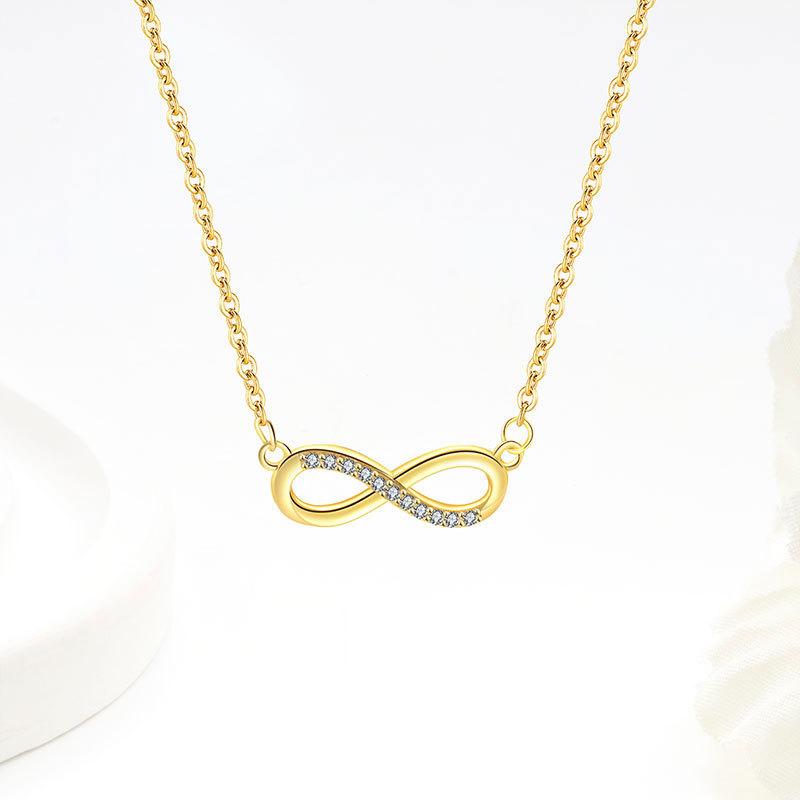 Elegant Cubic Zirconia Figure 8 Necklace Earrings And Bracelet Set Minimalist Clavicle Chain Jewelry Gift For Women