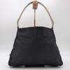 PRADA Metal Handle Handbag Semi One Shoulder Bag Hobo Archive Y2K Triangle Logo Plate