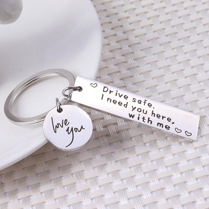 Keychain Pendant Drive Safe Love You Holiday Gift Stainless Steel Keychain Stainless Steel Keychain for Backpack Bag Pendant
