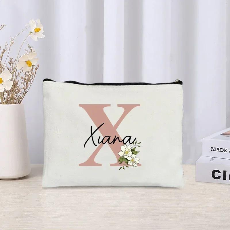 Personalized Makeup Bag Bride Gift Female Travel Organizer Canvas Side Bag Lipstick Eyebrow Pencil Box Wallet