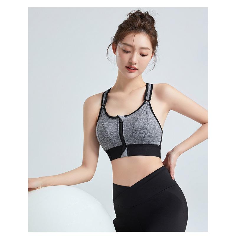 Reggiseno Sportivo da Donna Taglie Forti con Zip Regolabile Reggiseno da Yoga Senza Cuciture Schiena Incrociata Senza Ferretto