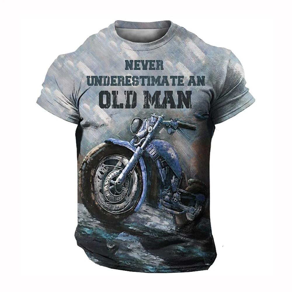 Retro Design Motorcycle Poster 3D Printed Men's T-shirt Summer New Oversized Quick Drying Sports T-Shirts