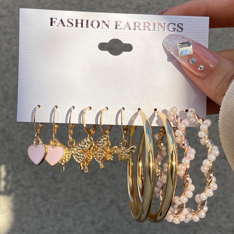 iF ME Fashion Earrings Butterfly Heart-shaped Hoop Earrings for Women Accessories Jewelry