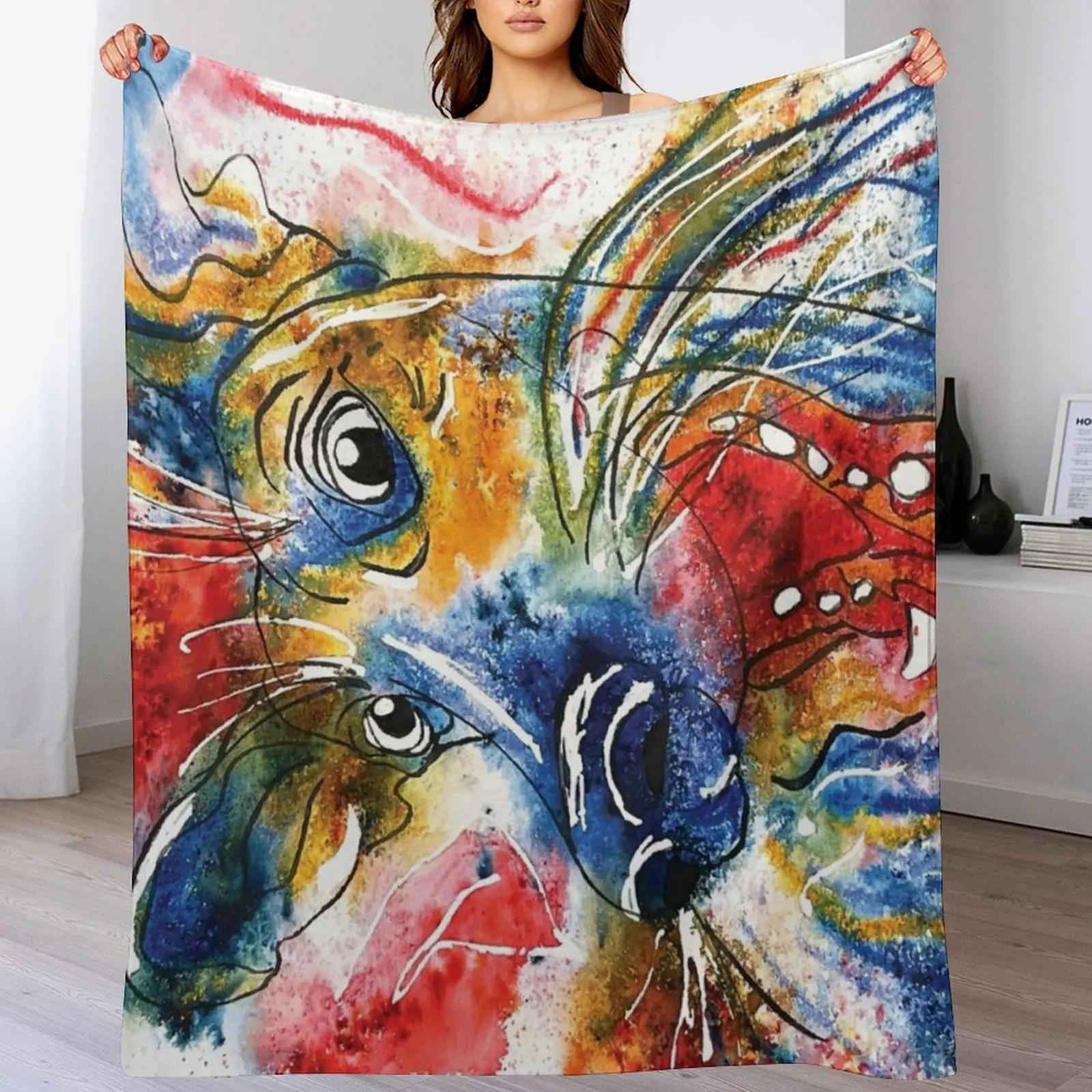 

Kooky Kreatures Dax The Blue Dog Caricature Print Art by Paquita Throw Blanket Modern Design Soft Blanket for Home Decor 102x76cm(40x30in)