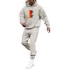 Men's Solid Color Flag Print Hooded Universal Versatile Hooded Sweatshirt Sweatpants Casual Sports Suit