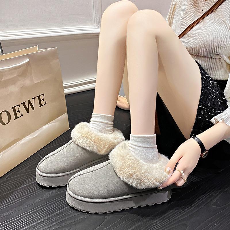 European and American Large-size Autumn and Winter New Thickened Warm Snow Boots for Women with Thick Soles and One Pedal of Fluffy Boots