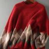 Women's Sweater Red Plaid Knit Tops for Woman Graphic Round O Neck Pullovers Jumper Winter Thermal Blouse Korean Style Clothes