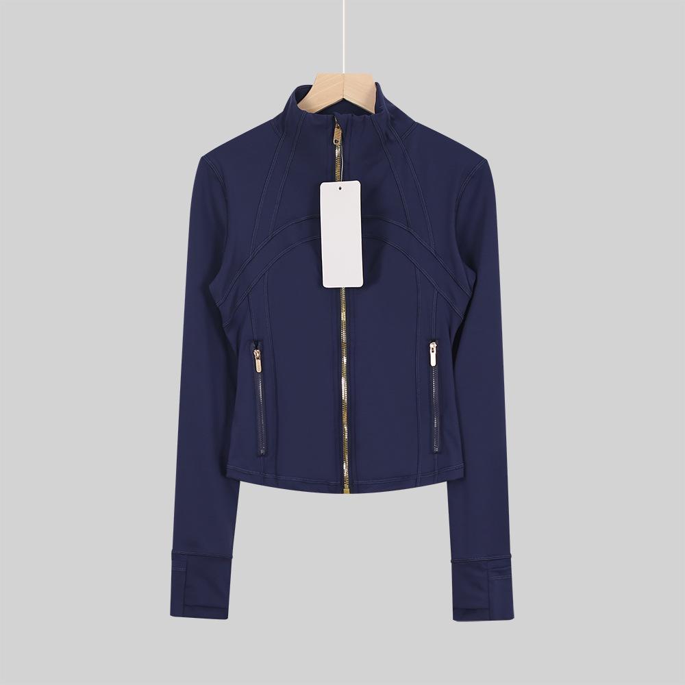 LULULACIE Women's Gold Zipper Stand-up Collar Slim Fit Sports Jacket