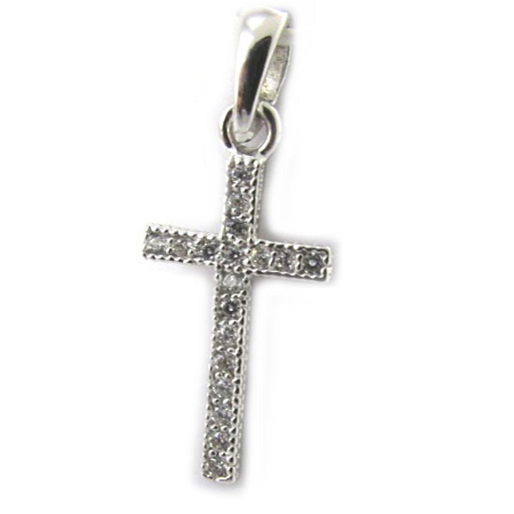 Les Trésors De Lily [M1696] - White 'Cross' Silver Pendant