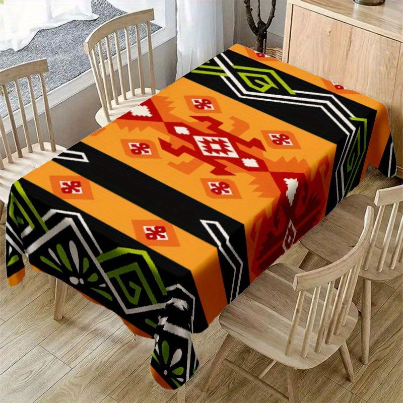 1 Stück Tischdecke Stammes-Südwest-Stil Tischdecke - Jade Schwarz Rot Gelb Orange Braun Beige Quadratische Tischabdeckung, für Esstisch, Couchtisch, Camping