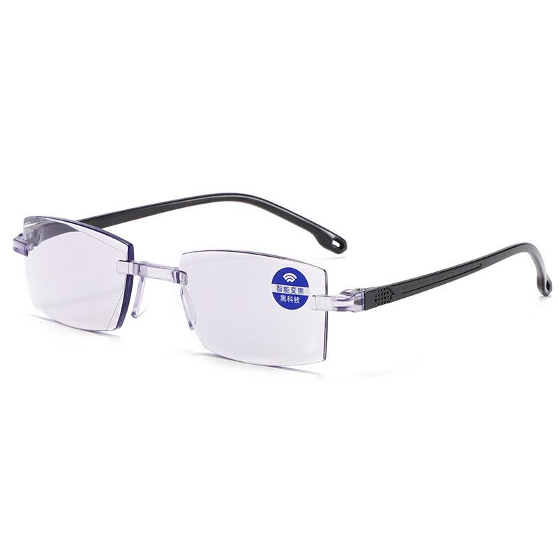 Trimmed Smart Zoom Reading Glasses, Smart Black Technology Reading Glasses, Anti-Blue Frameless Integrated Reading Glasses
