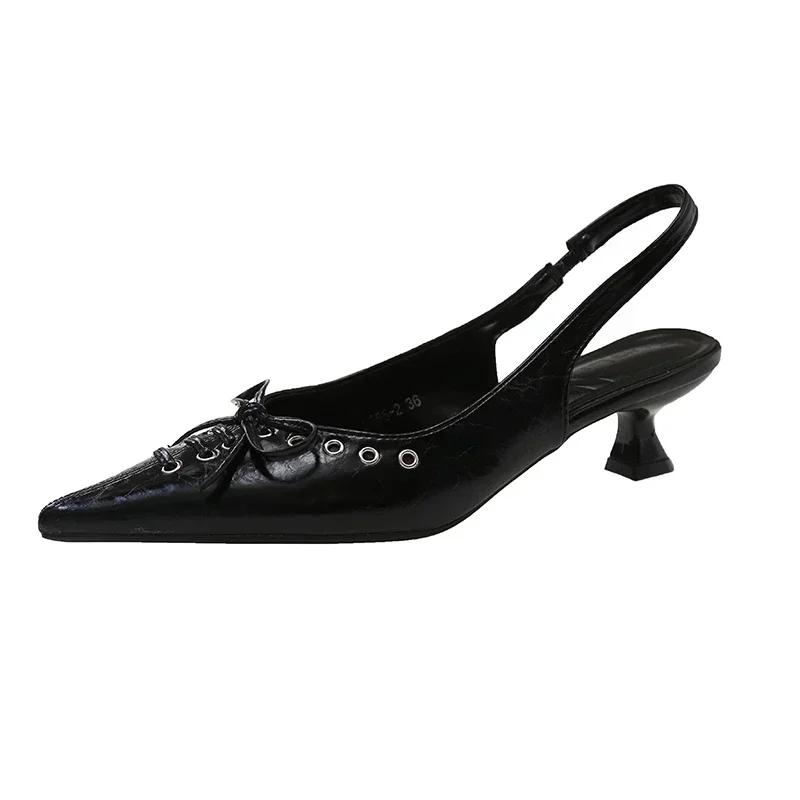 Summer New Women Fashion Sexy Party Punk Goth Pointed Toe High Heel Shoes Woman Leather Pu Footwear Buckle Strap Sandals