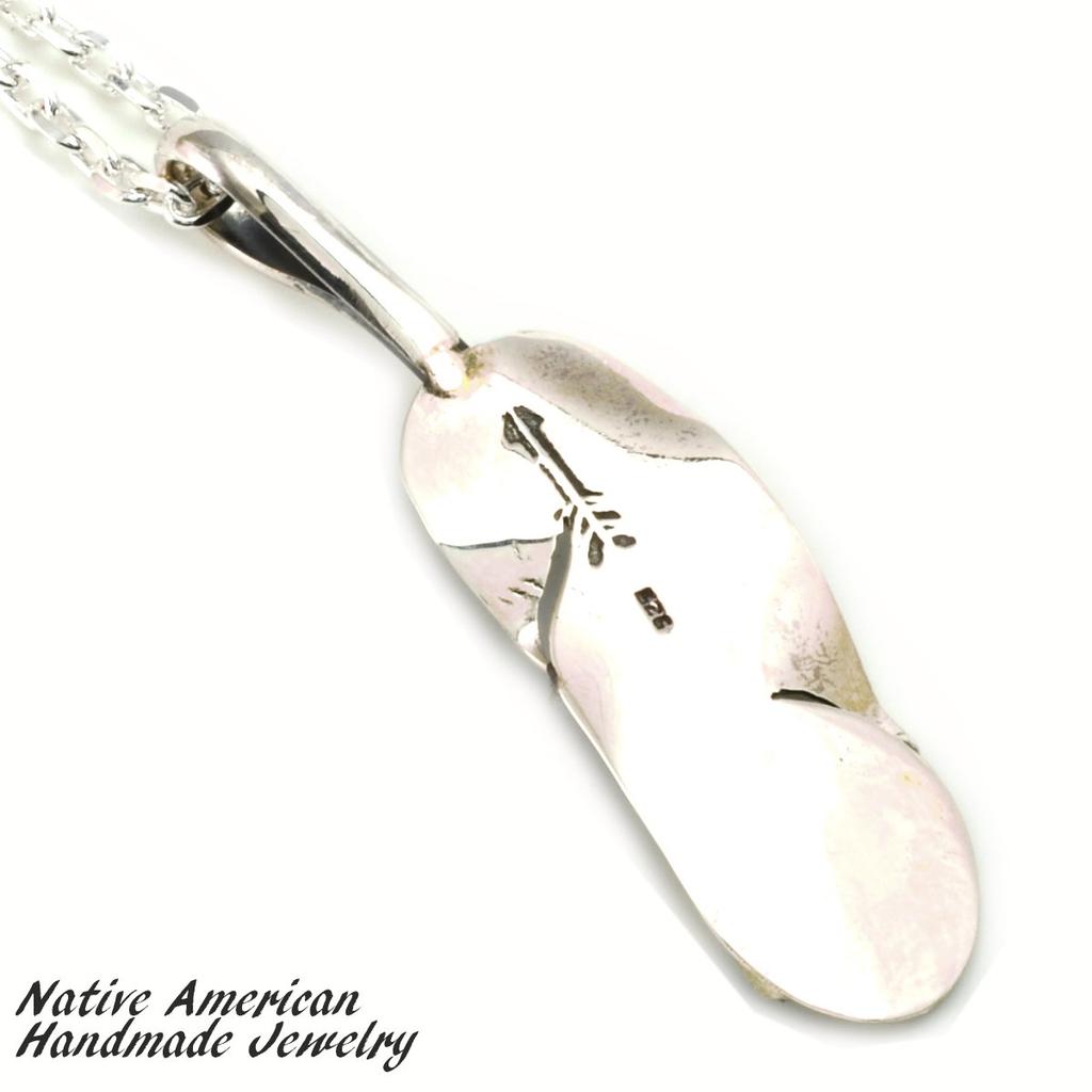 [STERLING SILVER 925] Feather Silver Necklace Pendant Chain AMTHANE-006