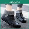 Waterproof Women Rain Shoes Rubber Boots Ankle Shoes Female Water Shoes Rain Boots Ankle Boots Cotton Cover Flats