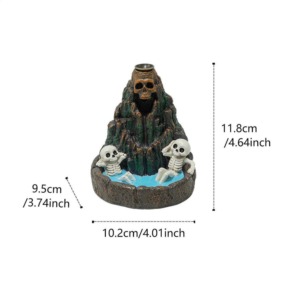 Skull Rockery Home Decor Halloween Scary Incense Holder for Festival Holiday Altar Outdoor Yoga Ceremony Bathroom Desk Decor