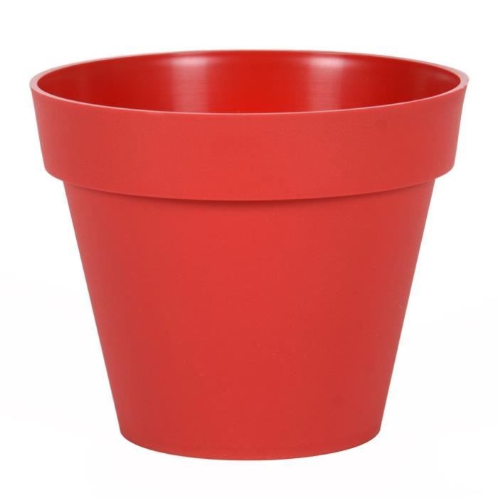 EDA Pot De Fleur Rond Toscane - Ø 20 X H 17 Cm - 3 L - Rouge Rubis