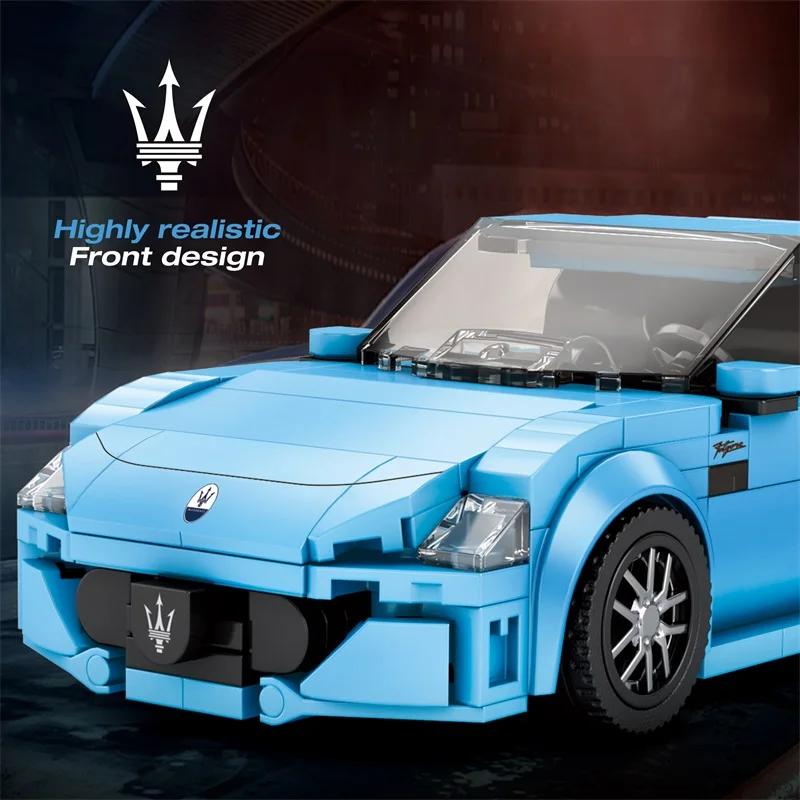 Non-Toxic 384Pcs Maserati Blue Sports Car Building Blocks Classic City Racing Model Bricks Desktop Decoration Toys For Kids Holiday Gifts