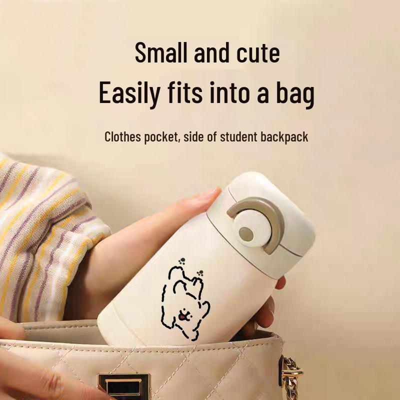 Compact Stainless Steel Flip-top Thermos Bottle for Direct Drinking