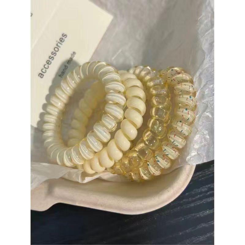 Korean Style Polka Dot Hair Tie - Grape and Coconut Design, Seamless and Versatile Rubber Band